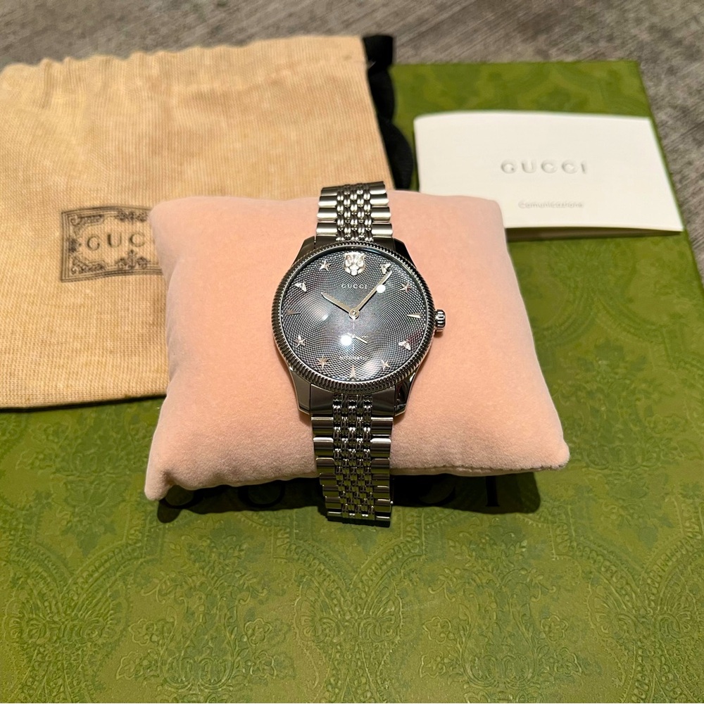 GUCCI G-TIMELESS 40MM STAINLESS STEEL BLACK DIAL MEN'S WATCH YA126353 New in Box